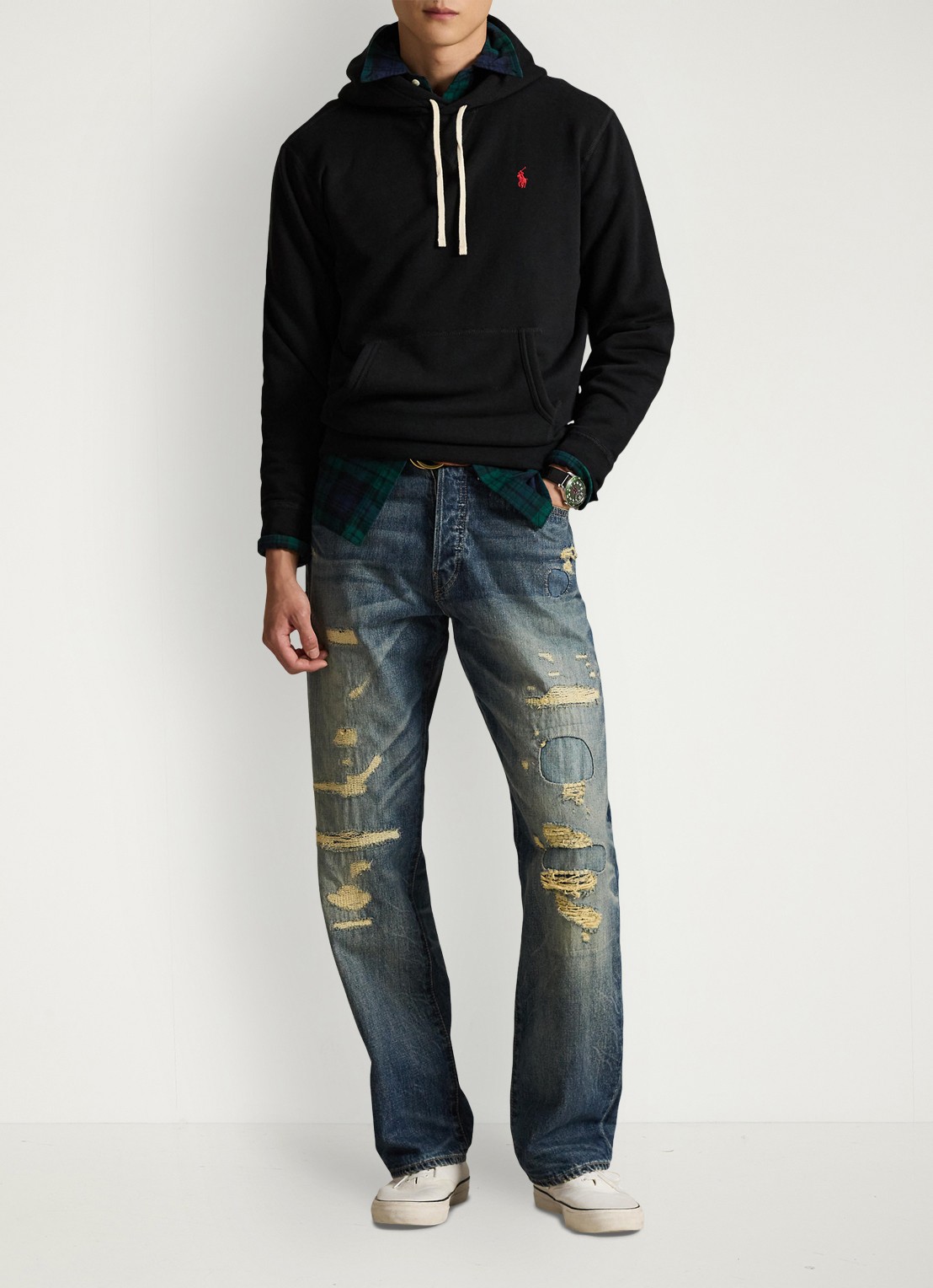 Ralph Lauren Hoodie met logoborduring - voorkant 5 polo black / zwart
