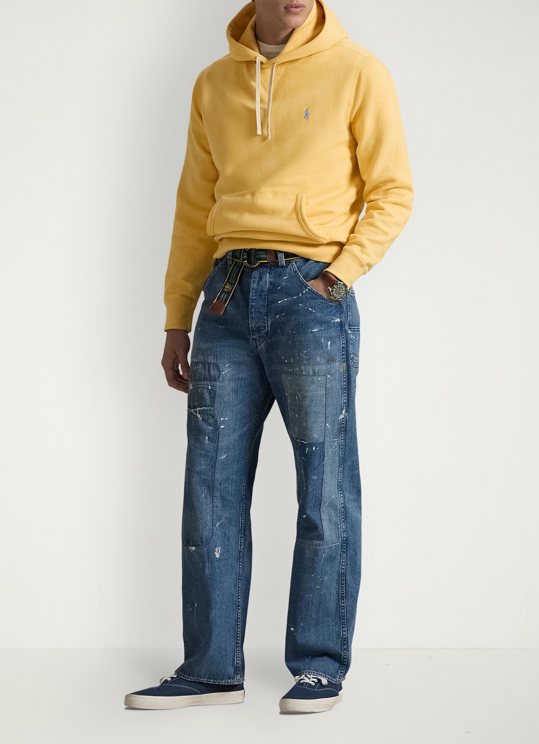 Ralph Lauren Hoodie met logoborduring - voorkant 3 corn yellow / geel