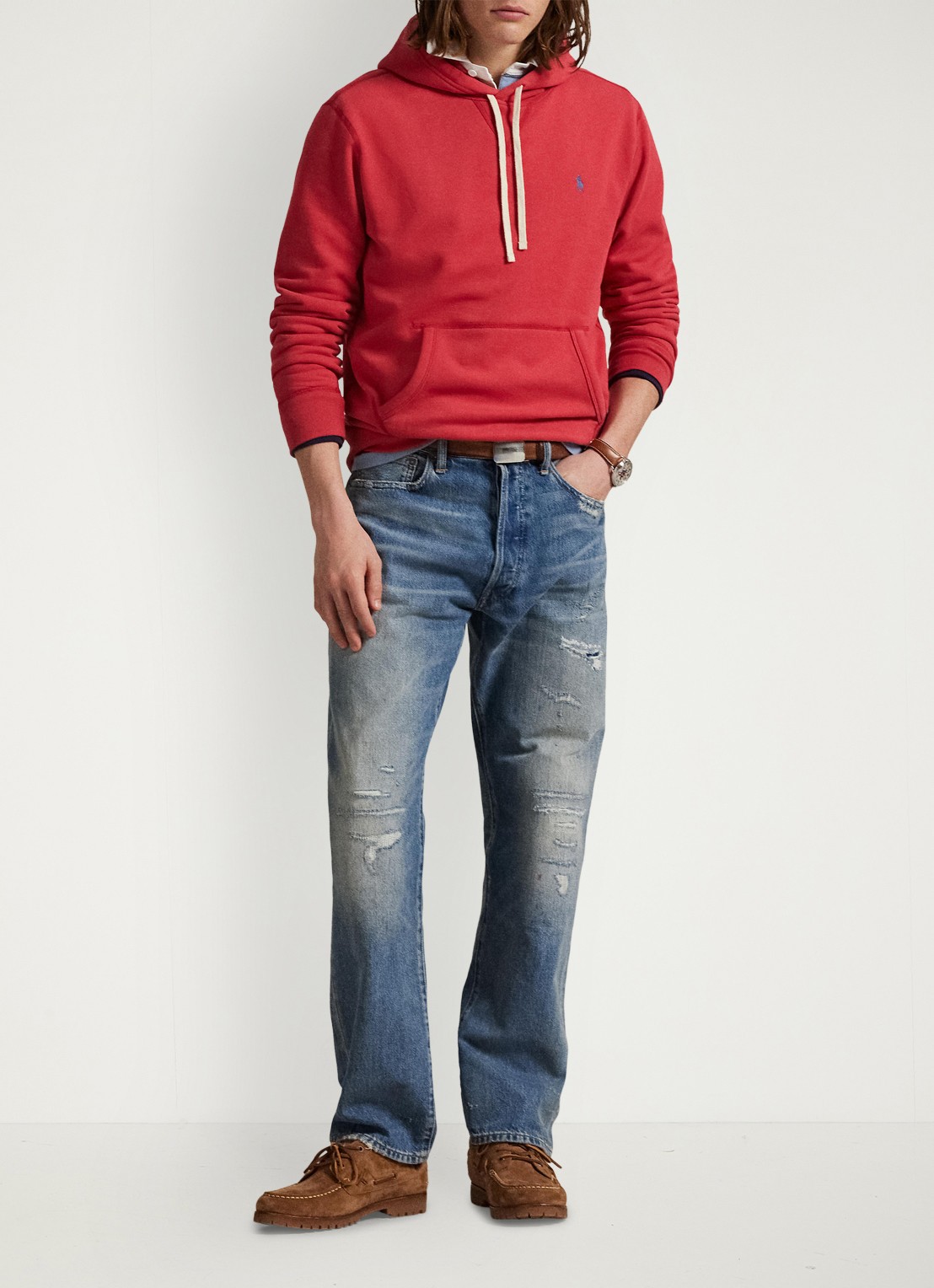 Ralph Lauren Hoodie met logoborduring - detail sunrise red