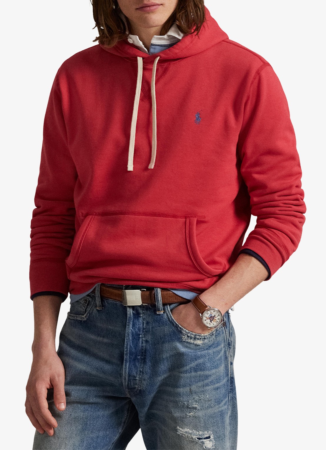 Ralph Lauren Hoodie met logoborduring - voorkant 5 sunrise red