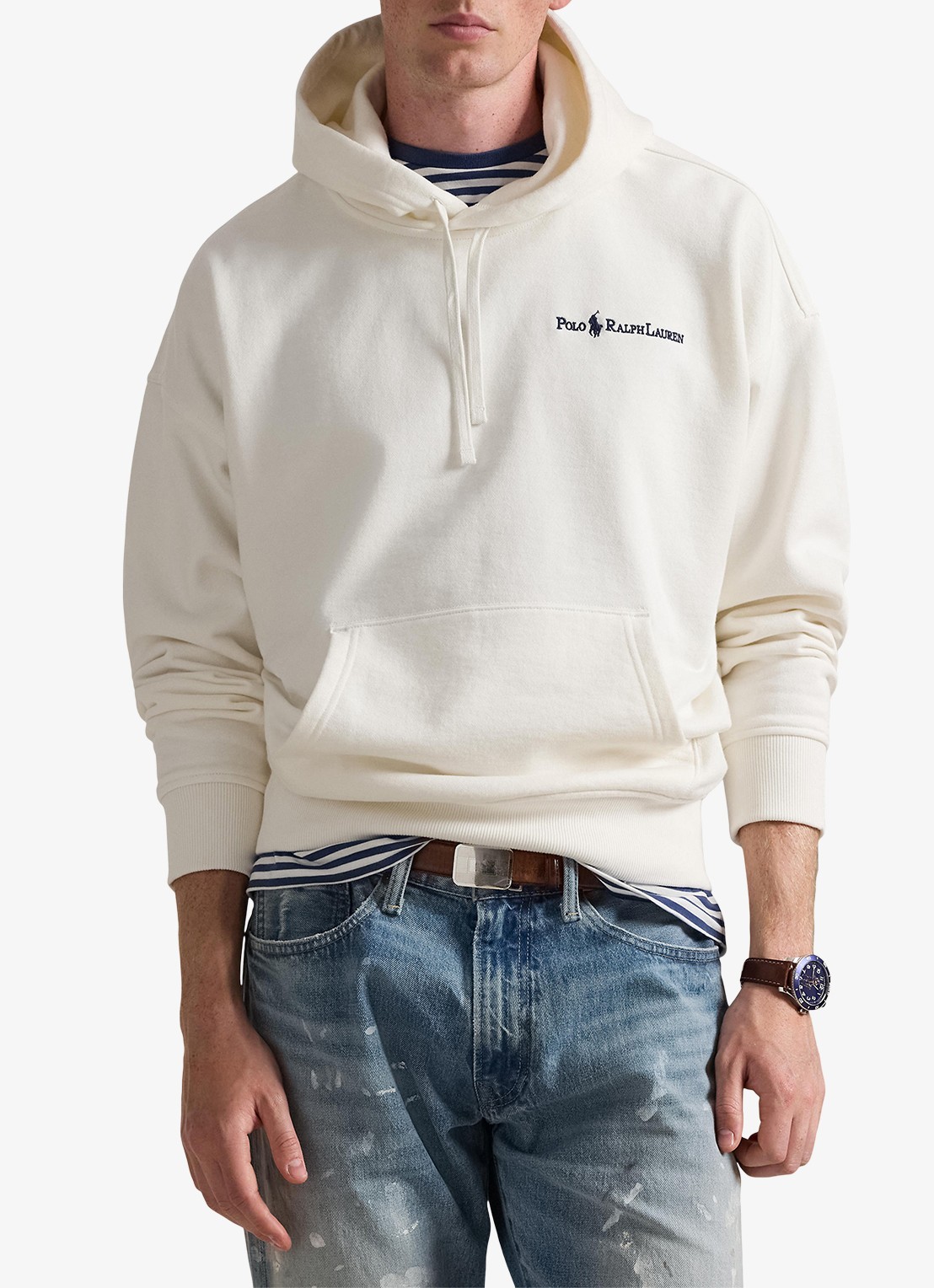 Ralph Lauren Hoodie met logoborduring - detail deckwash white / wit