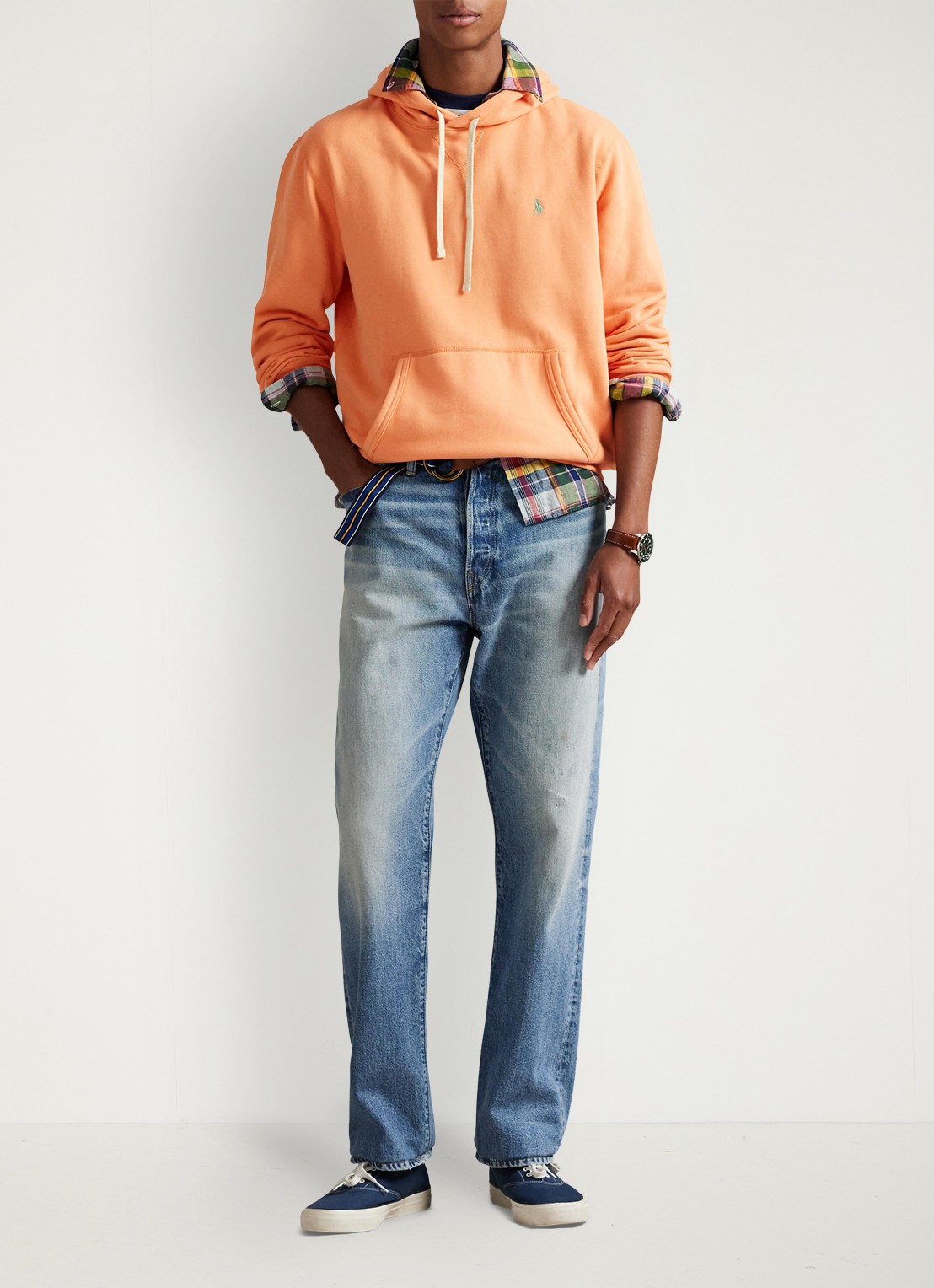Ralph Lauren Hoodie met logoborduring - voorkant 3 pompano orange
