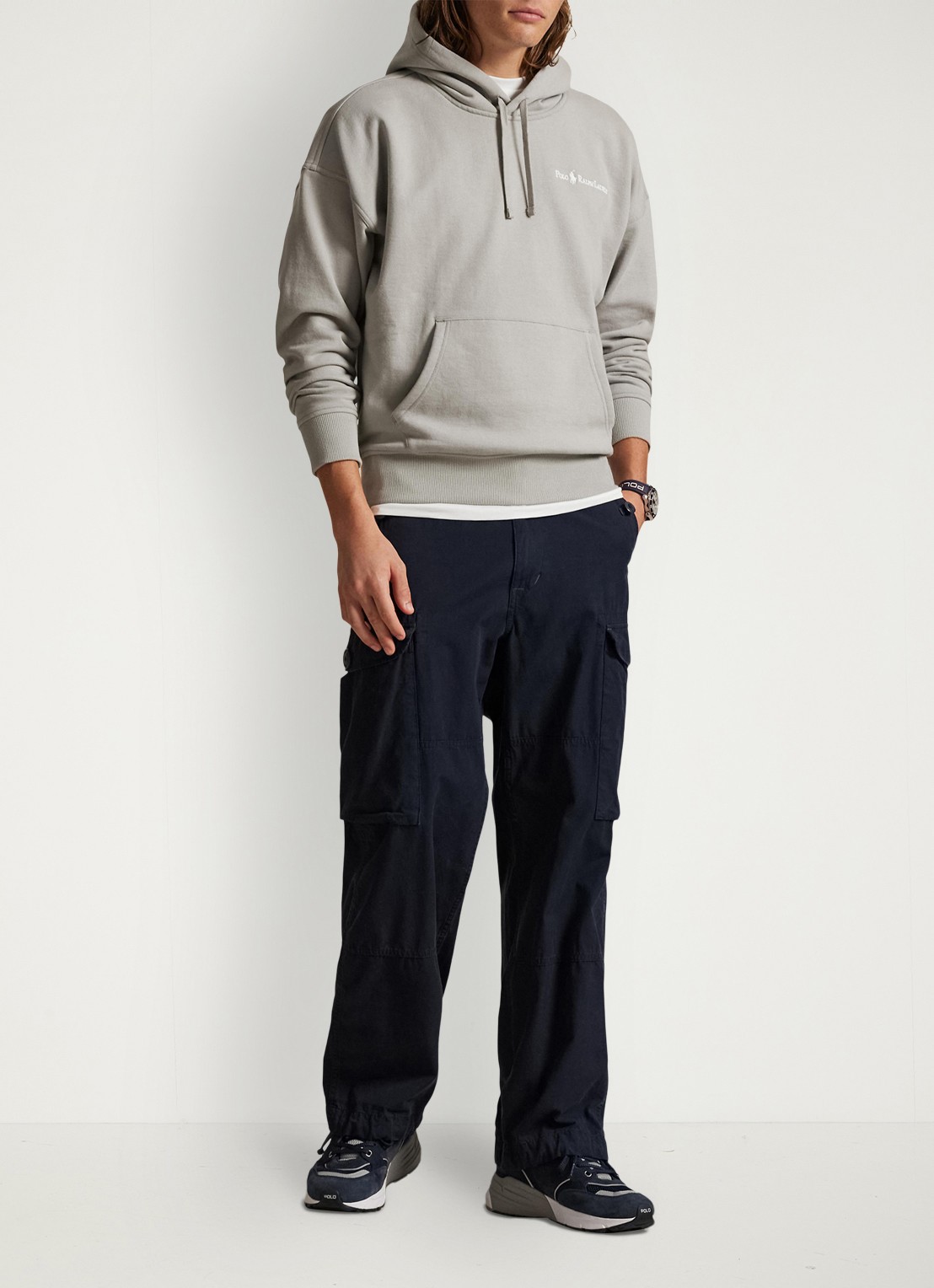 Ralph Lauren Hoodie met logoborduring - voorkant 2 grey dawn / grijs