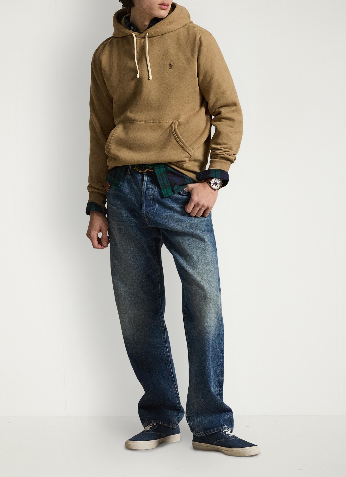 Ralph Lauren Hoodie met logoborduring - voorkant 2 new tan