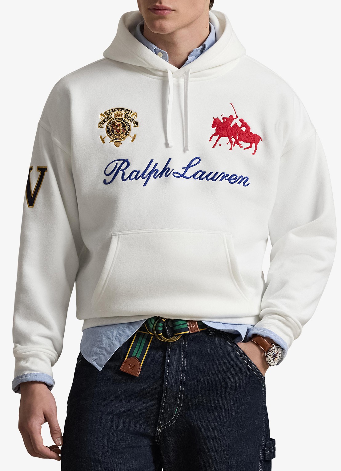 Ralph Lauren Hoodie met logoborduring - detail white / wit