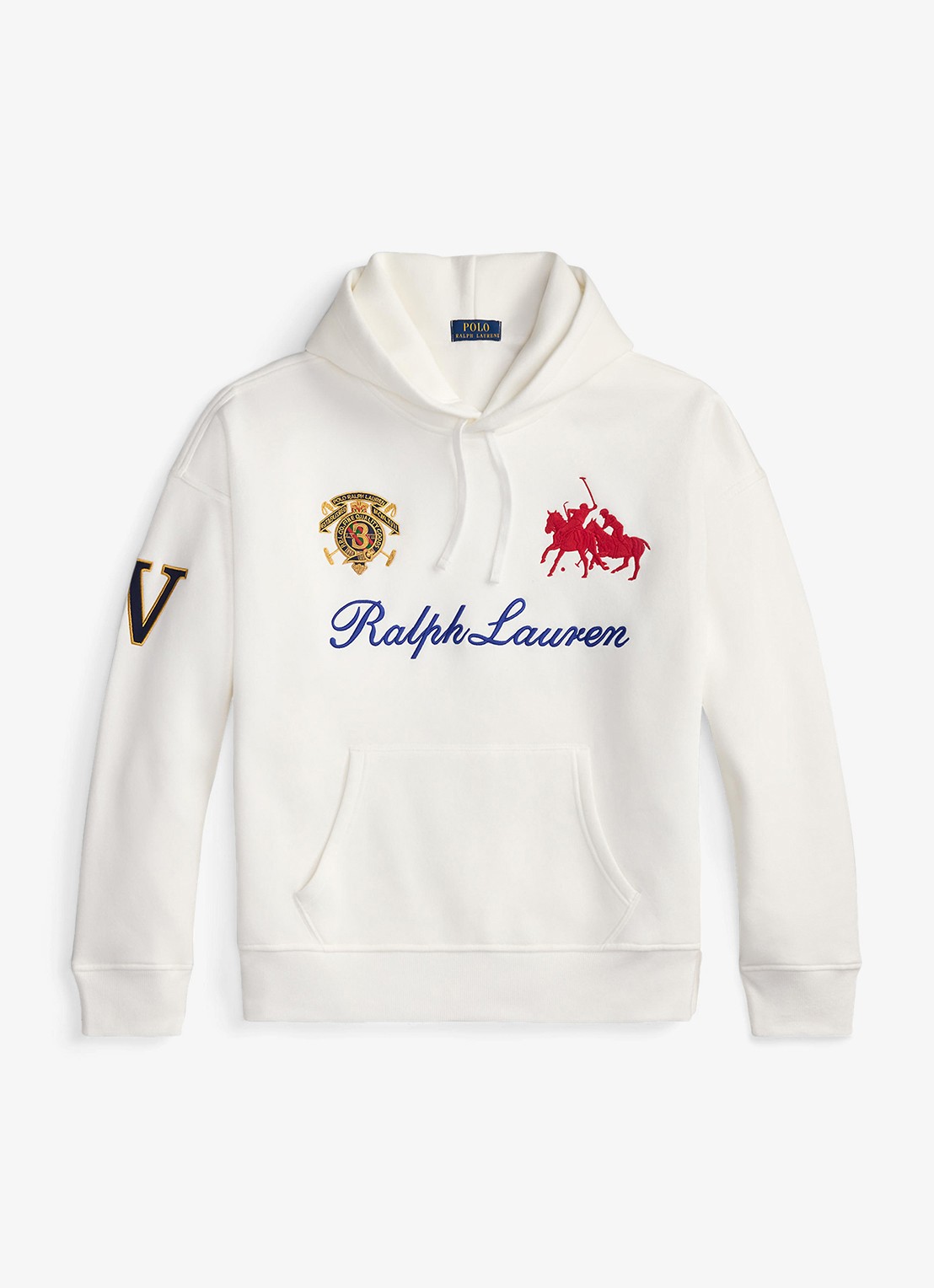 Ralph Lauren Hoodie met logoborduring - voorkant 3 white / wit