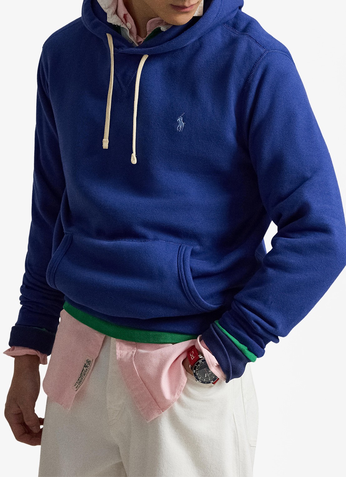 Ralph Lauren Hoodie met logoborduring - voorkant 3 blue yacht / blauw