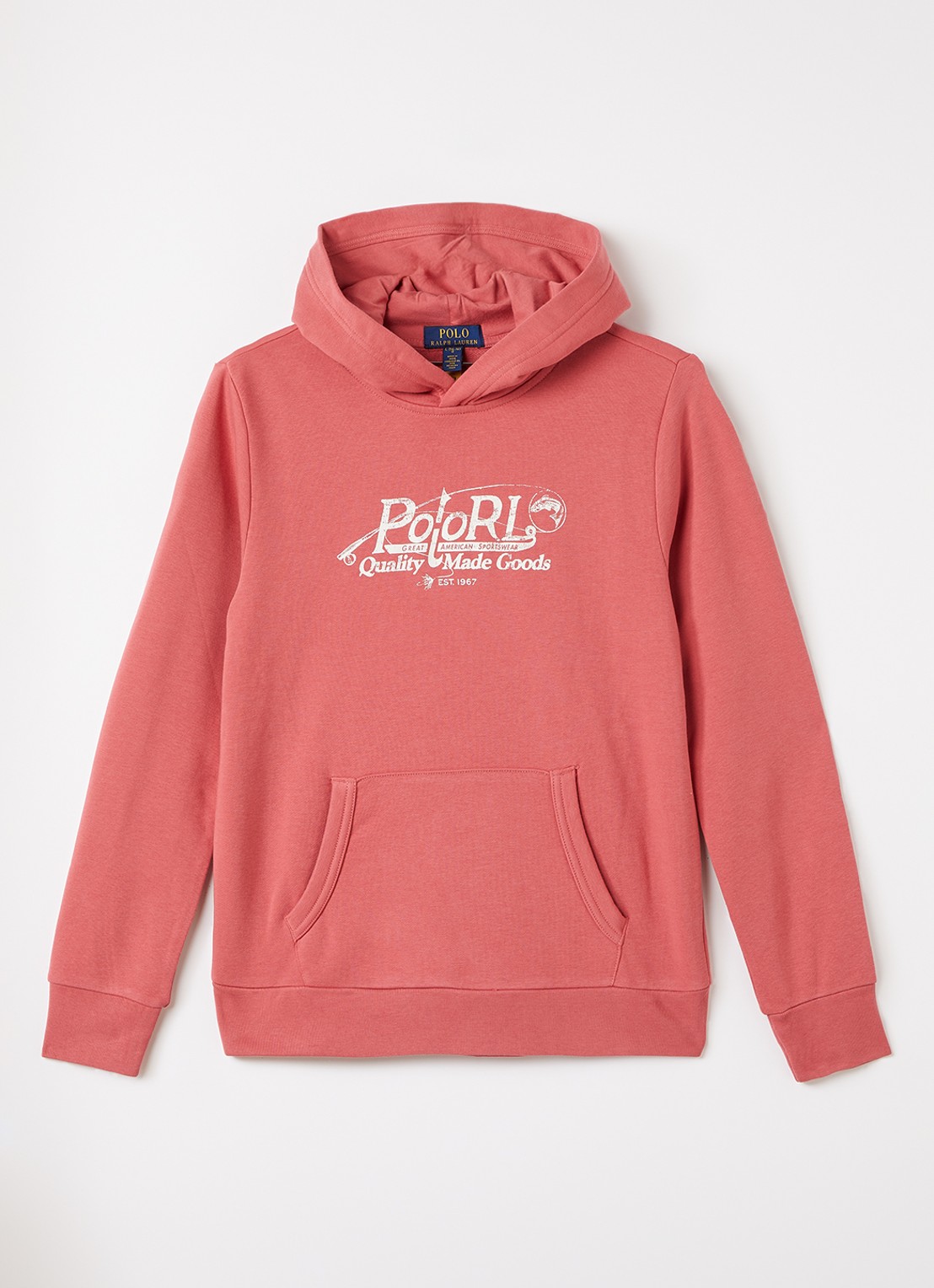 Ralph Lauren Hoodie met logoprint - voorkant 2 koraalroze
