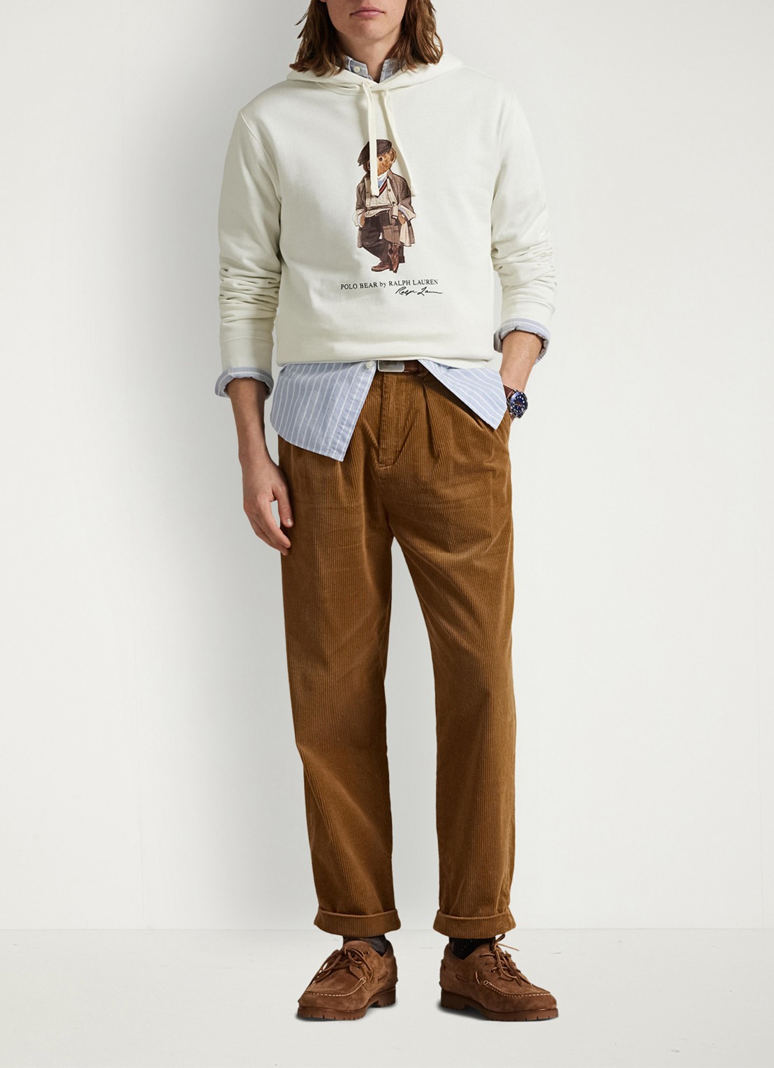 Ralph Lauren Hoodie met logoprint - voorkant 3 deckwash white / wit
