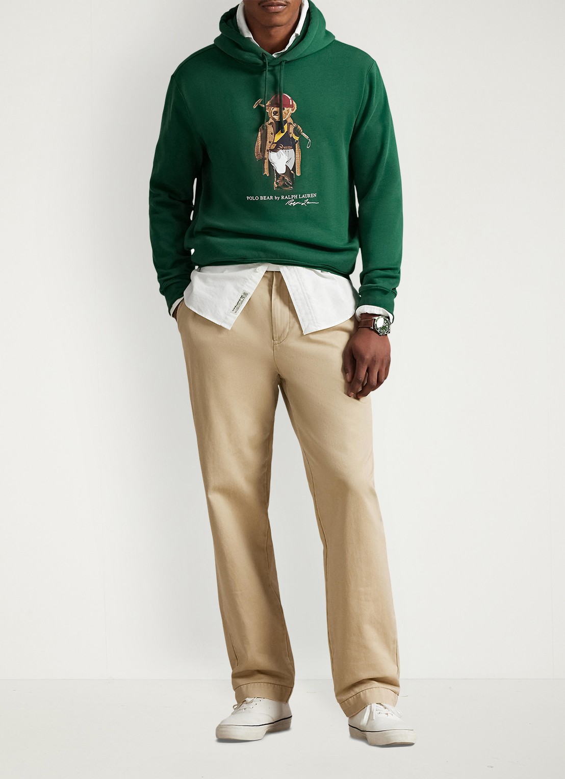 Ralph Lauren Hoodie met logoprint - voorkant 4 new forest / donkergroen