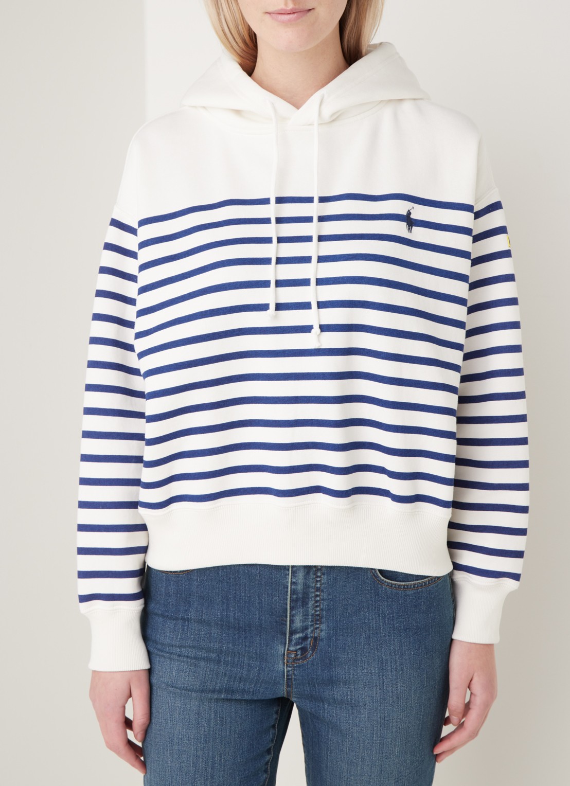 Ralph Lauren Hoodie met streepprint - detail 4 donkerblauw