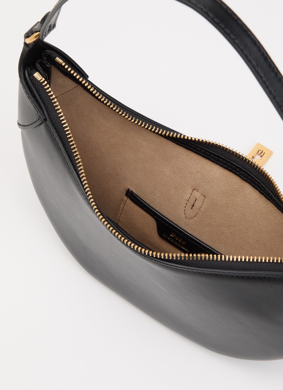 Ralph Lauren ID schoudertas mini van kalfsleer - detail 3 zwart