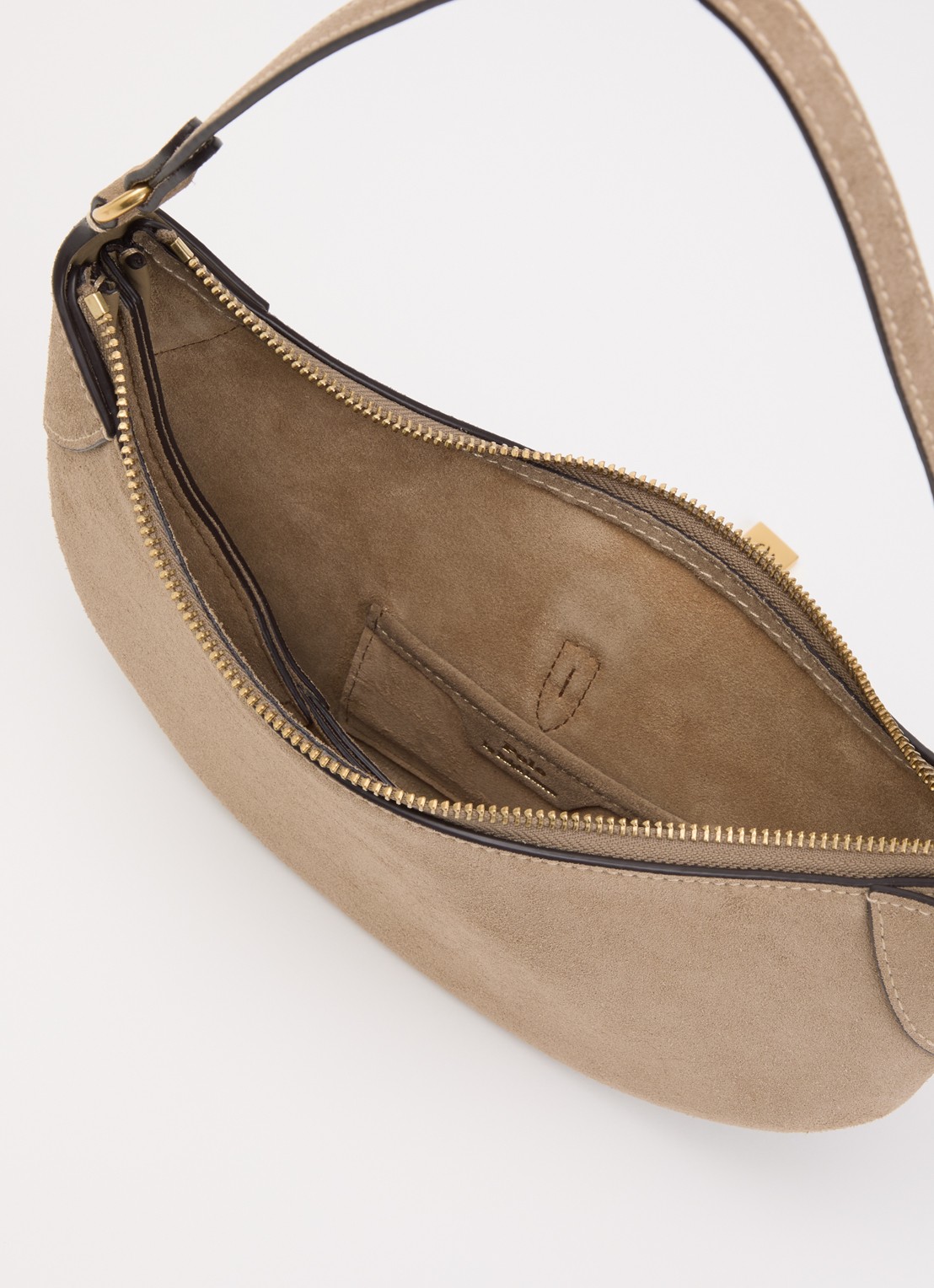 Ralph Lauren ID schoudertas mini van suède - detail 3 zand