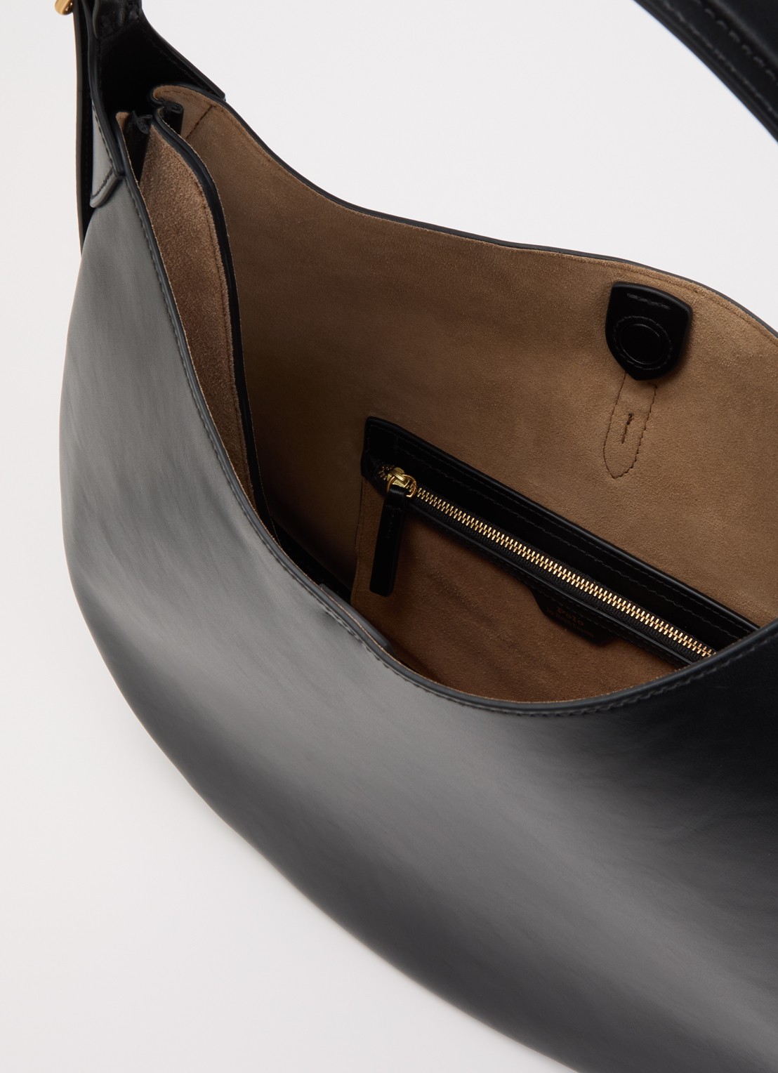 Ralph Lauren ID schoudertas van kalfsleer - detail zwart