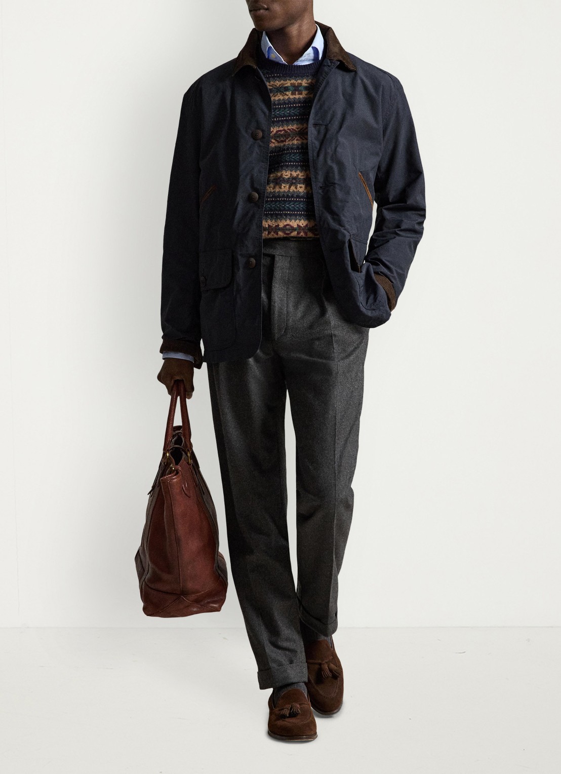 Ralph Lauren Jack met details van corduroy en opgestikte zakken - detail collection navy / blauw