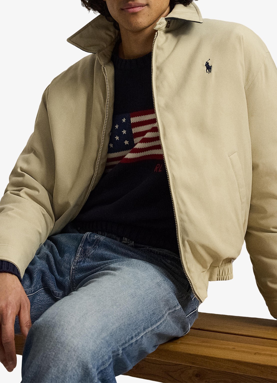 Ralph Lauren Jack met donsvulling en steekzakken - voorkant 2 khaki uniform / khaki