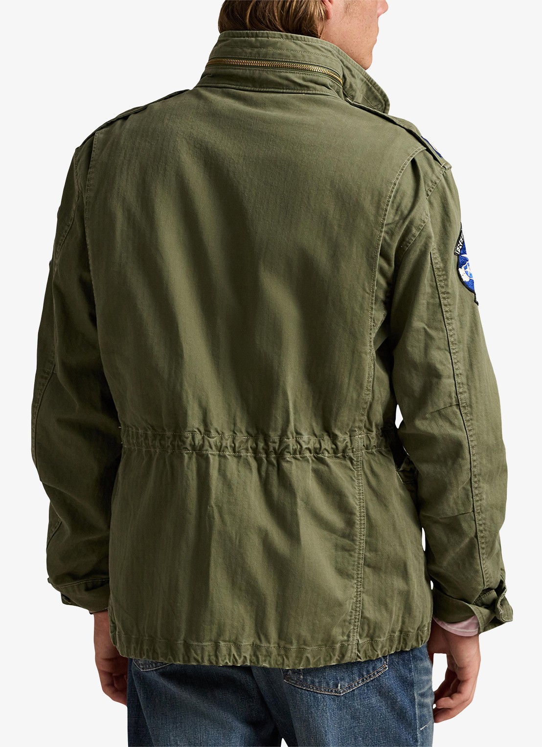 Ralph Lauren Jack met opbergbare capuchon en klepzakken - achterkant olive mountain w/ patches / groen