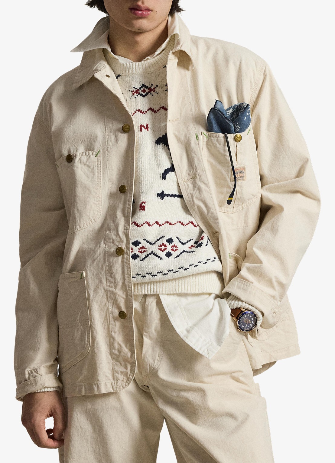 Ralph Lauren Jack met opgestikte zakken - voorkant 5 barlows v2 / gebroken wit