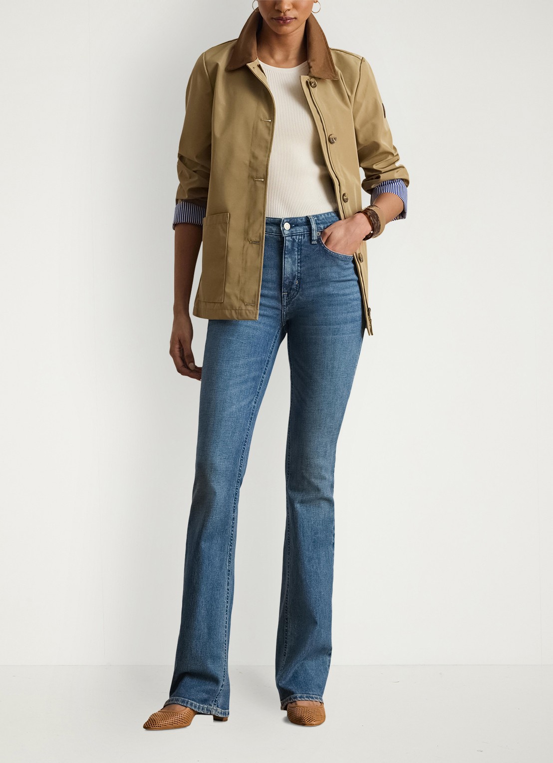 Ralph Lauren Jack met opstikzakken en waterafstotende coating - voorkant 3 birch tan / beige