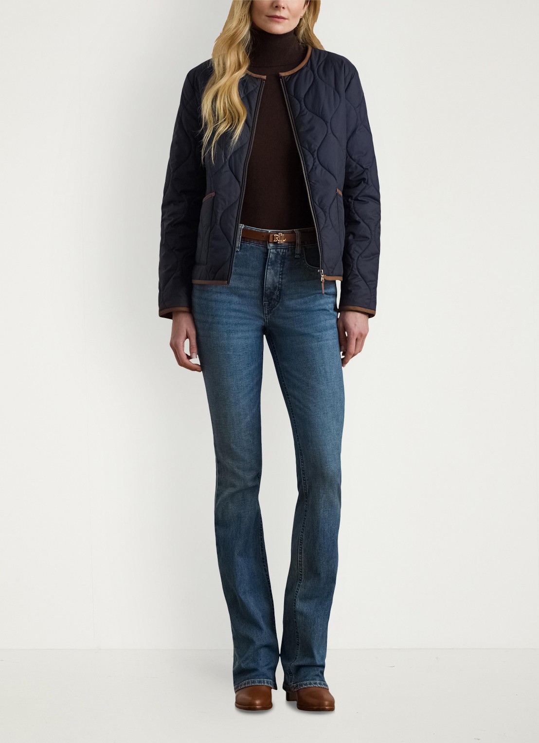 Ralph Lauren Jack met quilt patroon en steekzakken - voorkant 3 donkerblauw