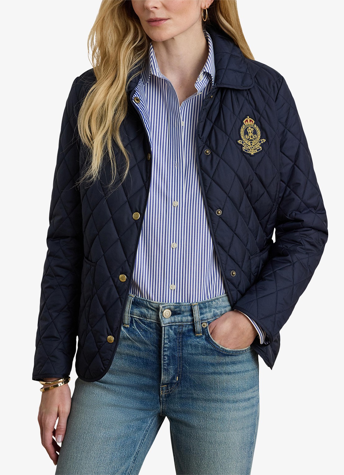 Ralph Lauren Jack met quiltpatroon en steekzakken - voorkant donkerblauw
