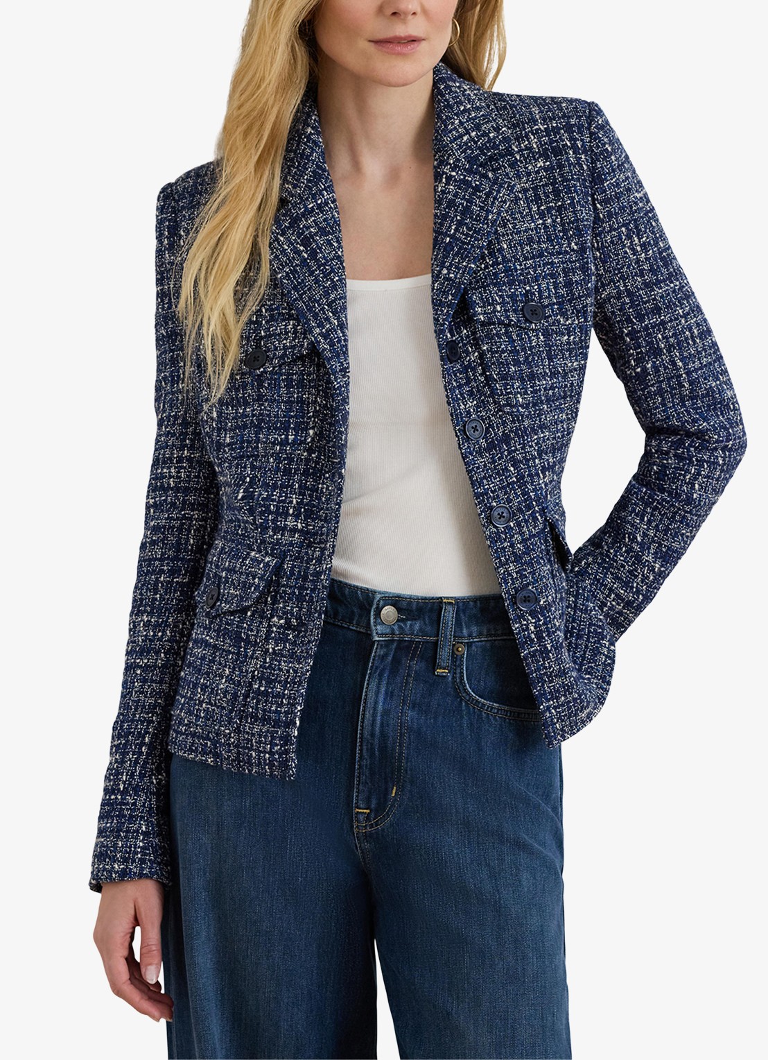 Ralph Lauren Jack van bouclé met opgestikte zakken - detail 3 navy blue multi / blauw