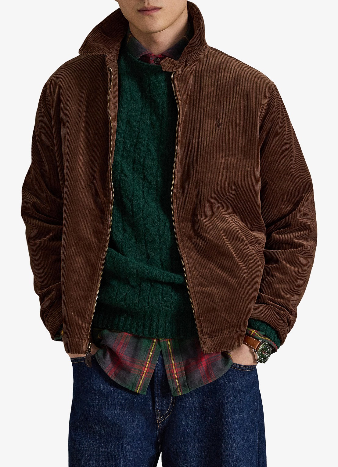 Ralph Lauren Jack van corduroy met logoborduring - voorkant 2 pale russet / bruin