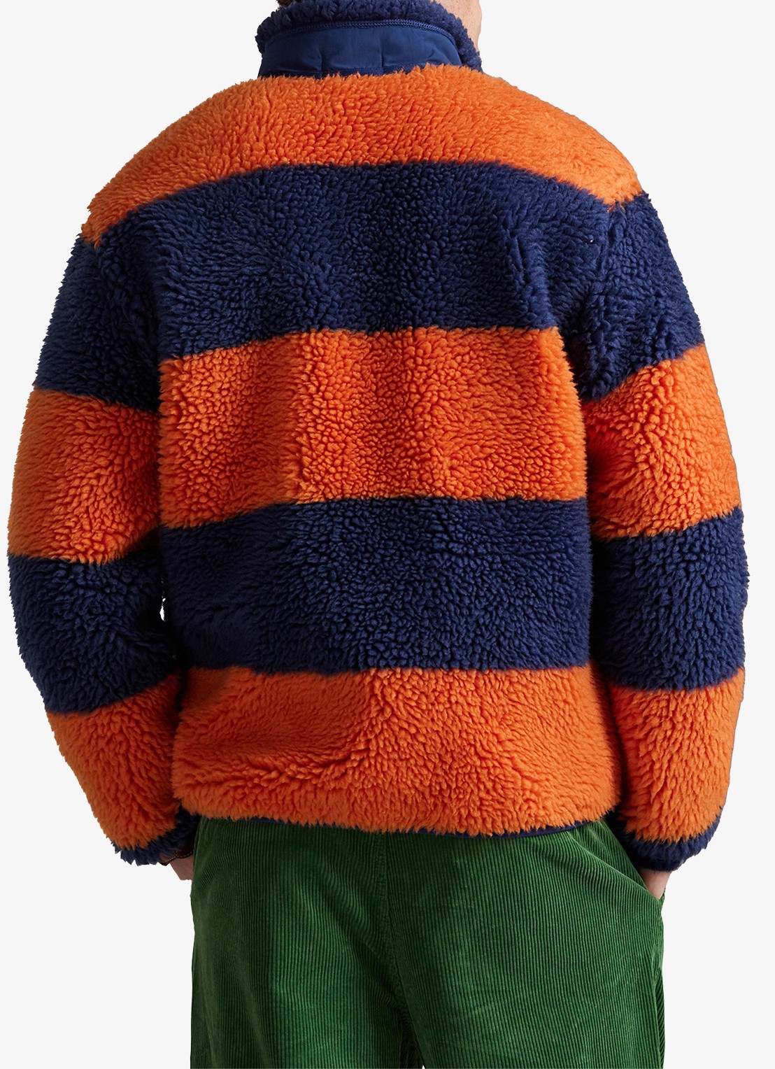 Ralph Lauren Jack van fleece met streepprint - achterkant 4 brght preppy orange / oranje