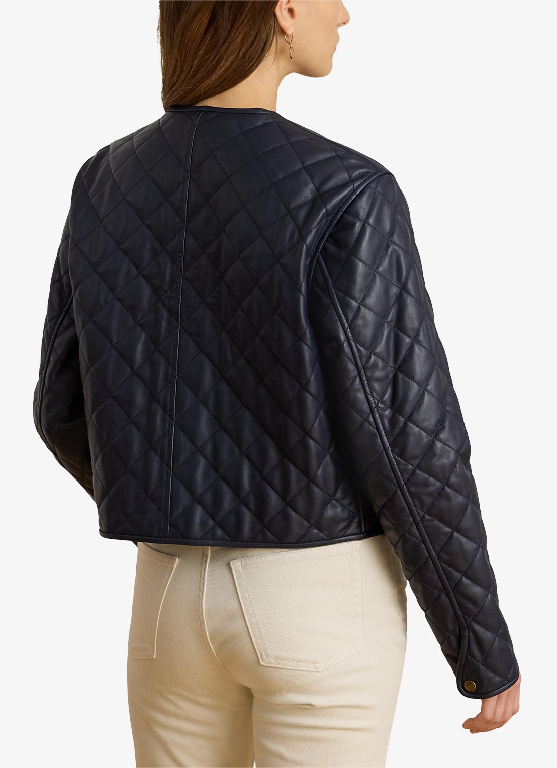 Ralph Lauren Jack van lamsleer met quilt patroon - achterkant 3 donkerblauw