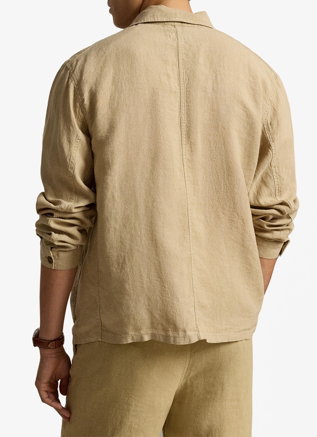 Ralph Lauren Jack van linnen met opgestikte zakken - achterkant coastal beige / beige