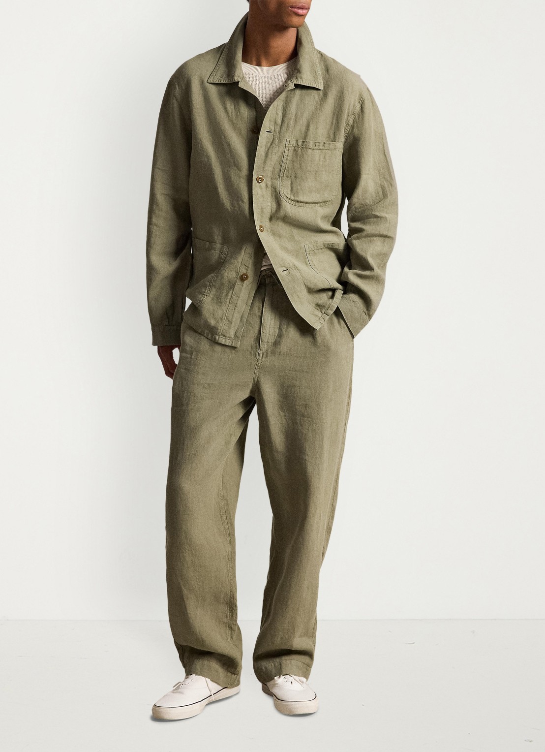 Ralph Lauren Jack van linnen met opgestikte zakken - detail sage green / groen