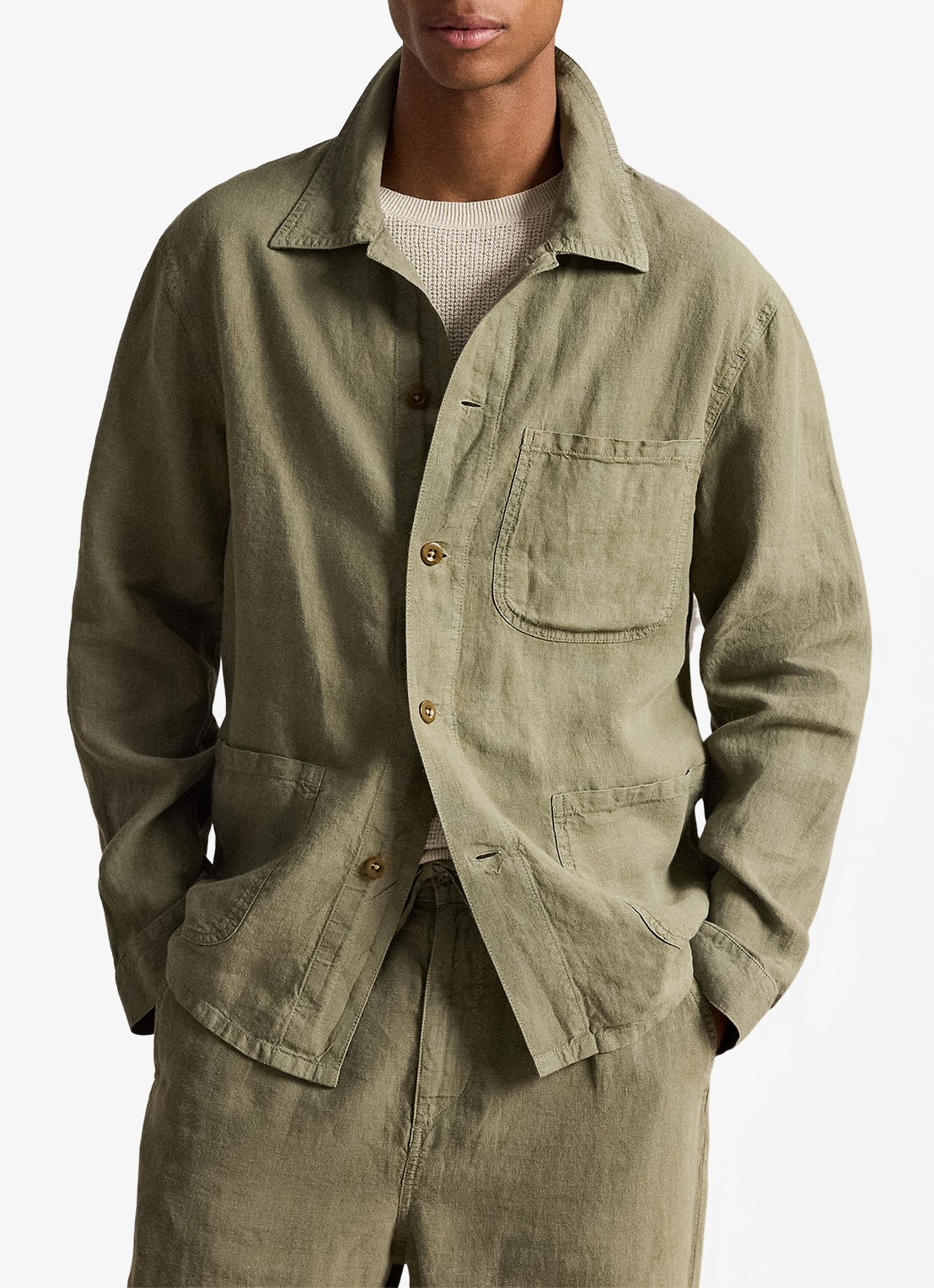 Ralph Lauren Jack van linnen met opgestikte zakken - voorkant 4 sage green / groen