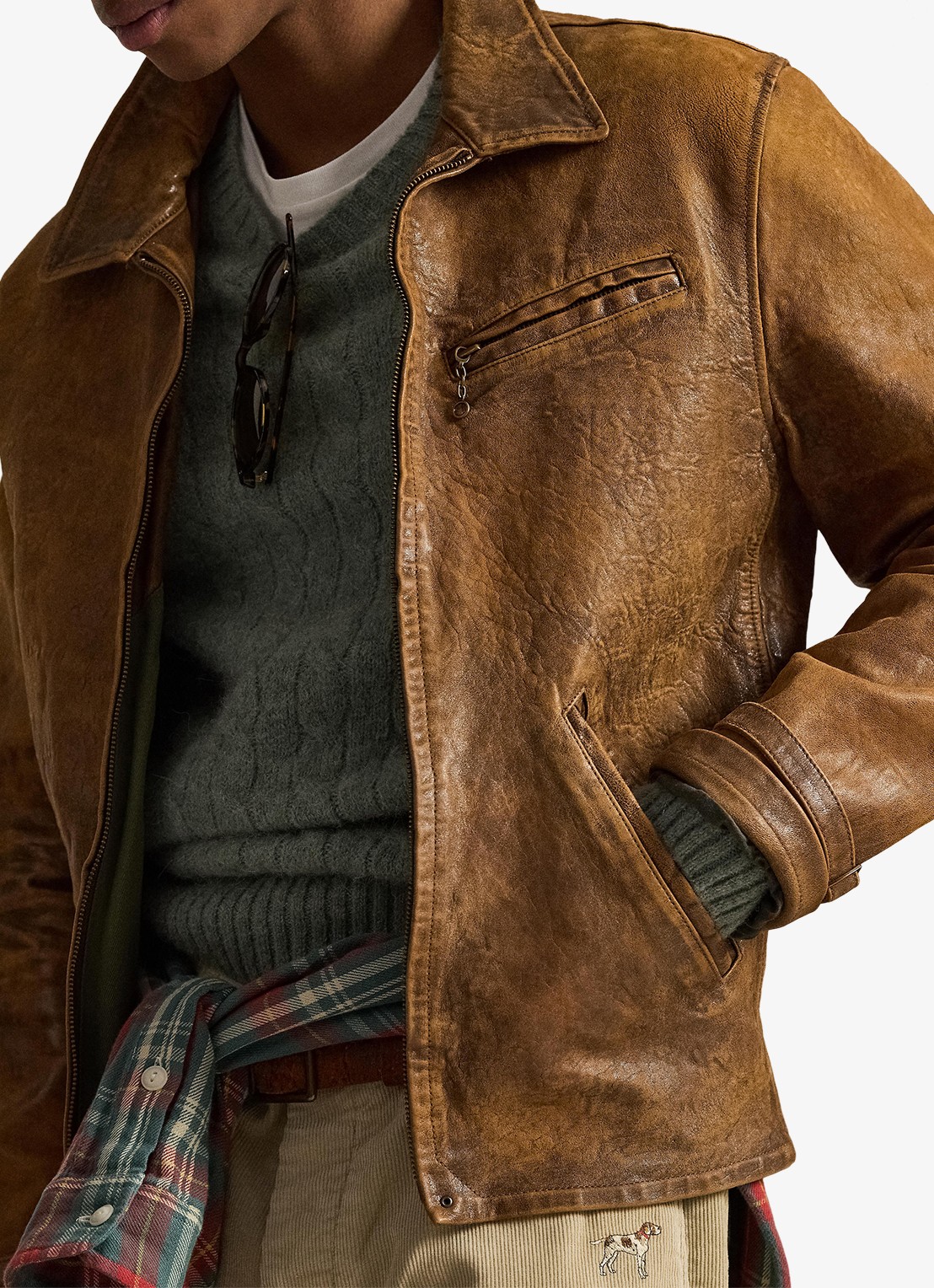 Ralph Lauren Jack van schapenleer met ritszakken - detail 3 soft brown x / bruin