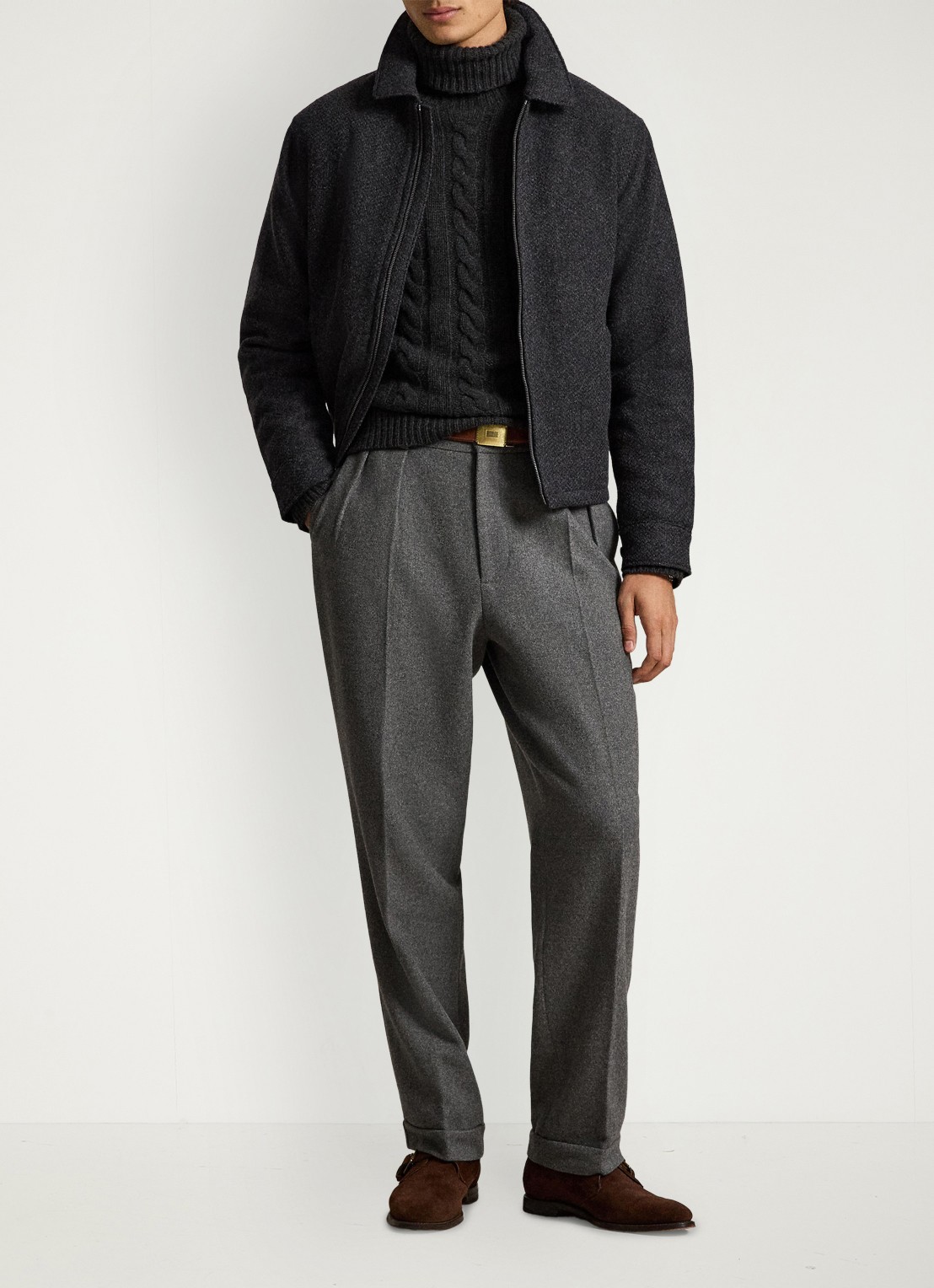 Ralph Lauren Jack van wol met steekzakken - detail antraciet