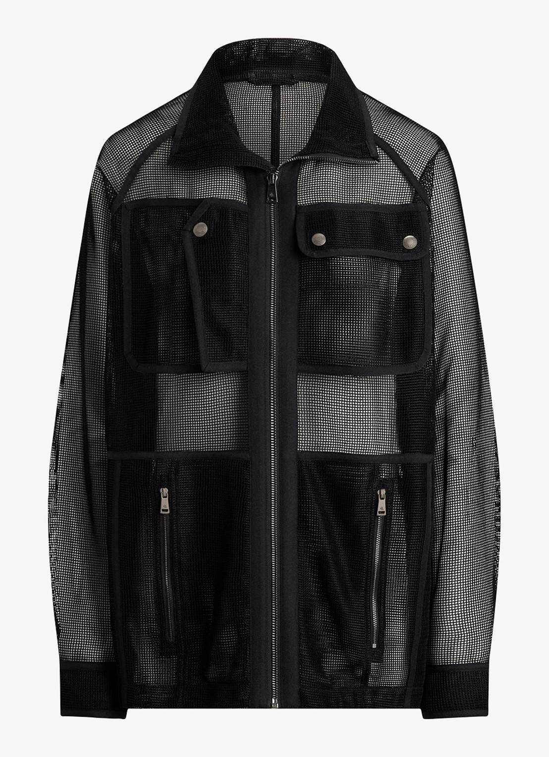 Ralph Lauren Jas van mesh met opgestikte zakken - voorkant 2 zwart