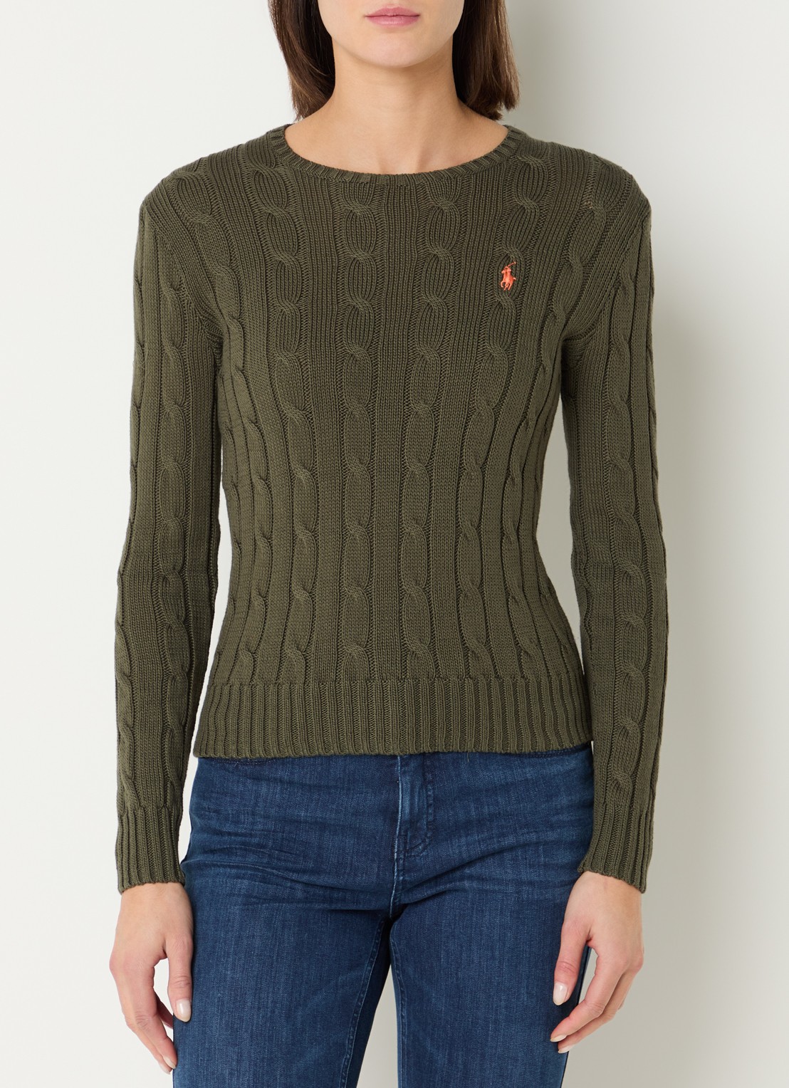 Ralph Lauren Julianna kabelgebreide pullover met logo - detail legergroen
