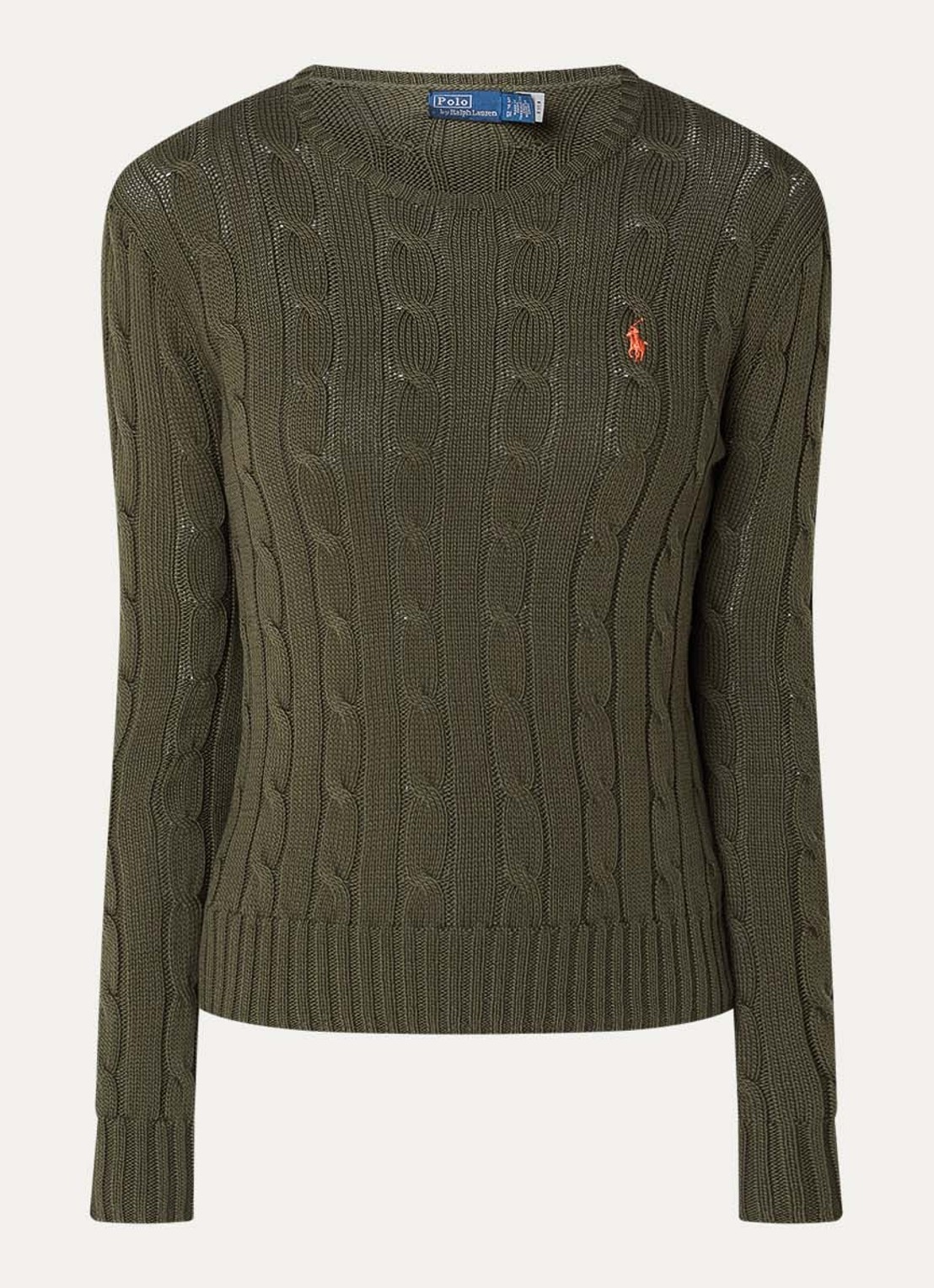 Ralph Lauren Julianna kabelgebreide pullover met logo - voorkant 3 legergroen