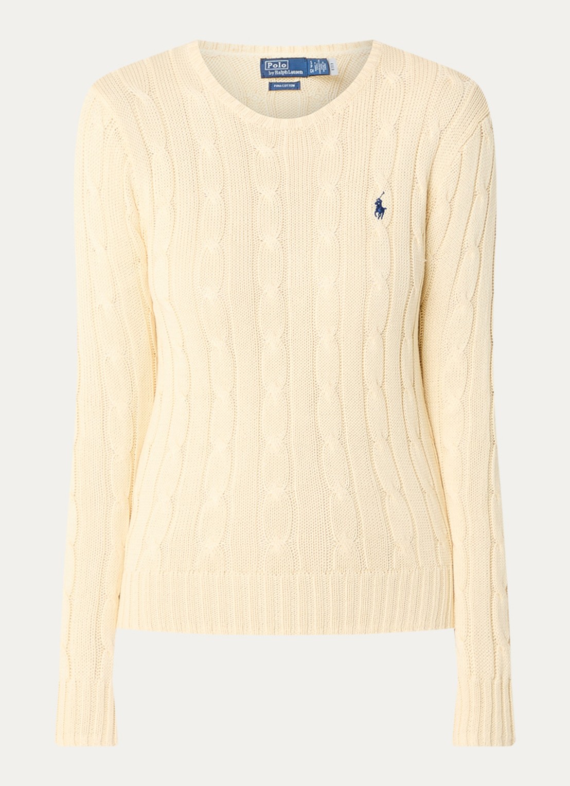 Ralph Lauren Julianna kabelgebreide pullover met logoborduring - voorkant 2 creme