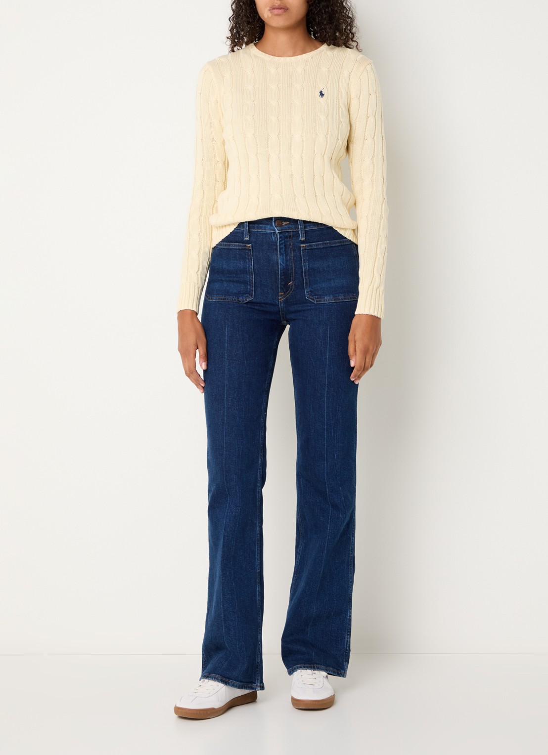 Ralph Lauren Julianna kabelgebreide pullover met logoborduring - voorkant 3 creme