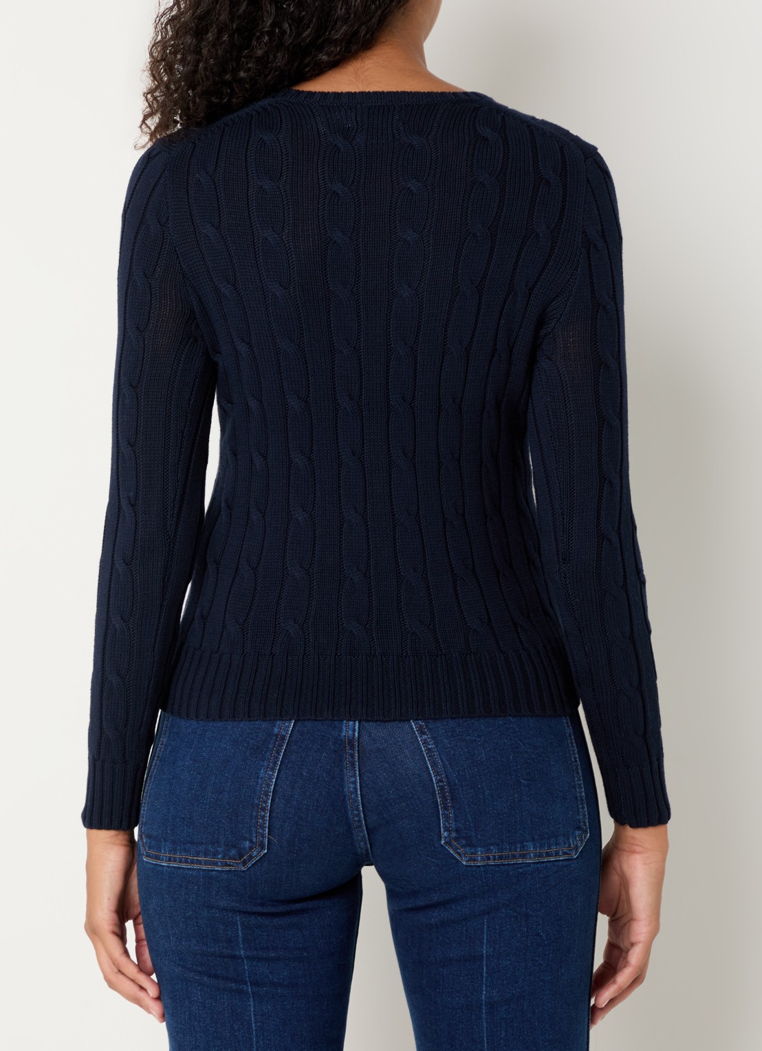 Ralph Lauren Julianna kabelgebreide pullover met logoborduring - achterkant 3 donkerblauw