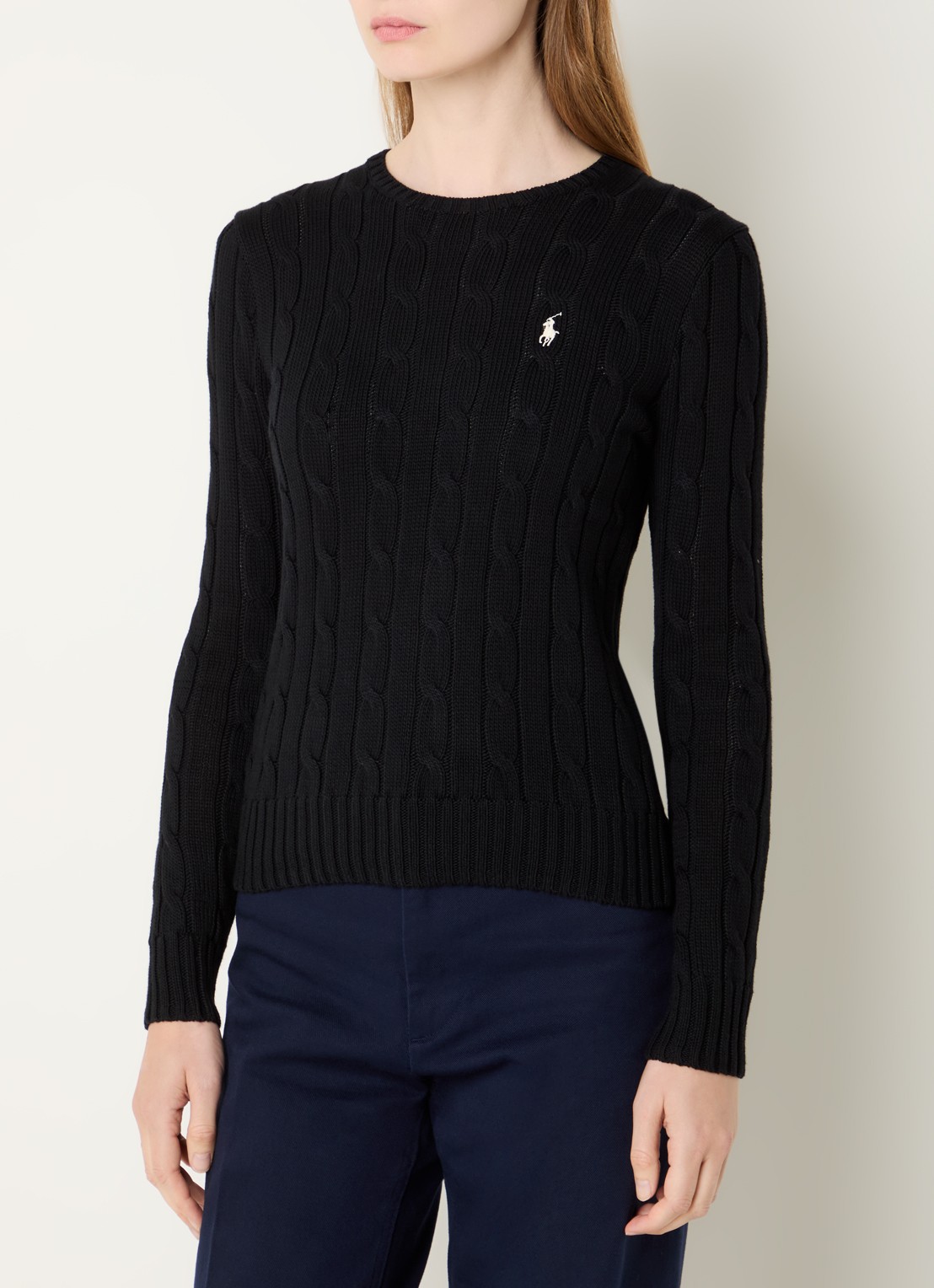 Ralph Lauren Julianna kabelgebreide pullover met logoborduring - detail 2 indigo