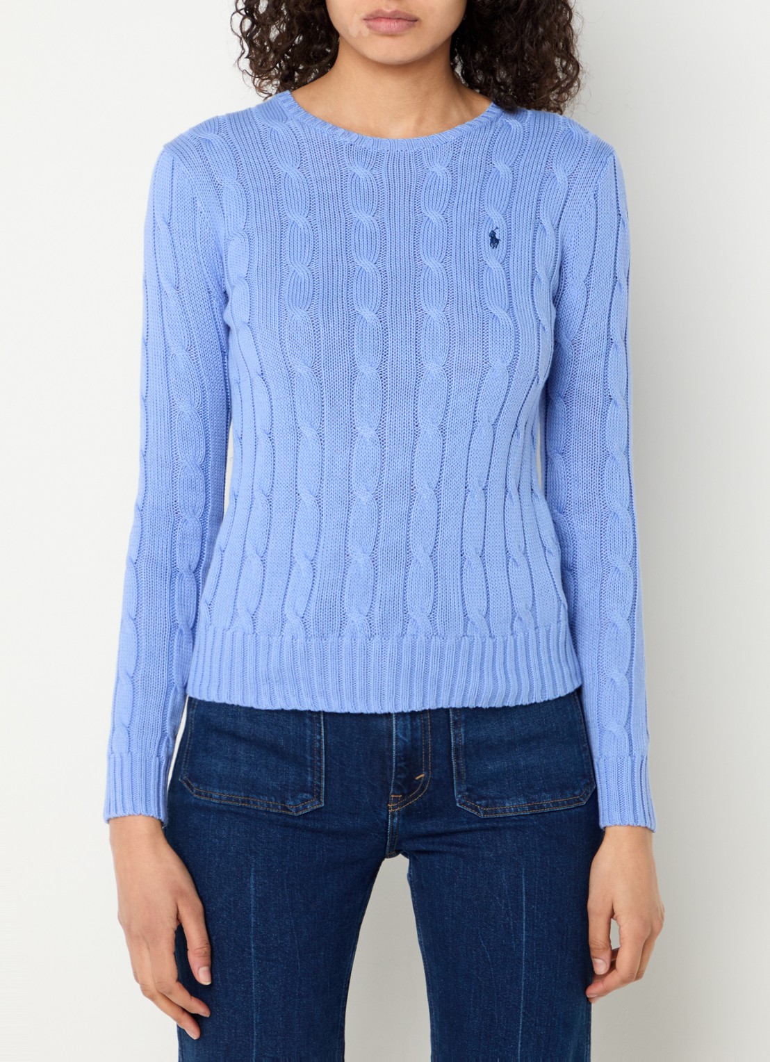 Ralph Lauren Julianna kabelgebreide pullover met logoborduring - detail 2 blauw
