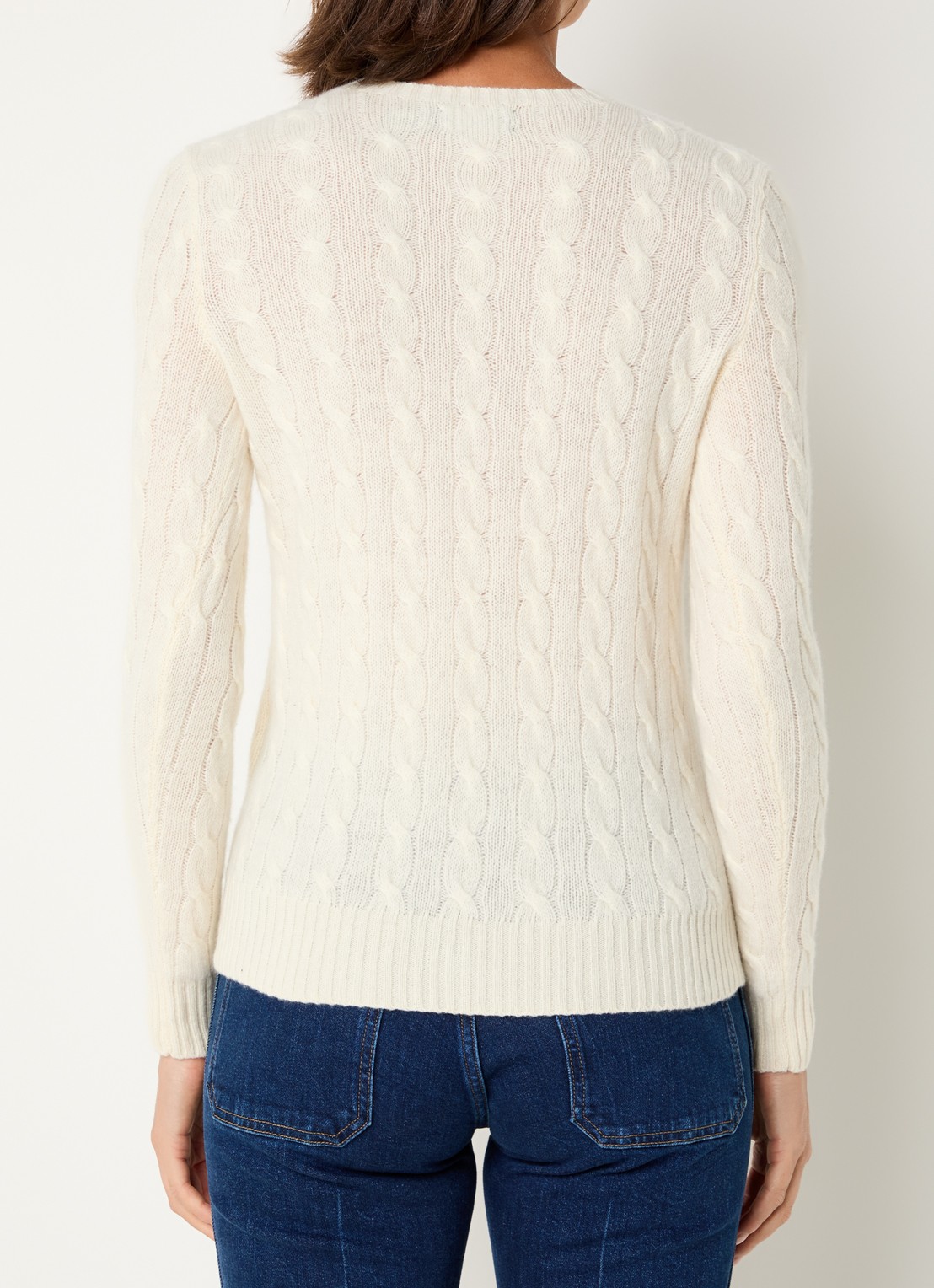 Ralph Lauren Julianna kabelgebreide trui in kasjmierblend met logoborduring - achterkant 3 creme