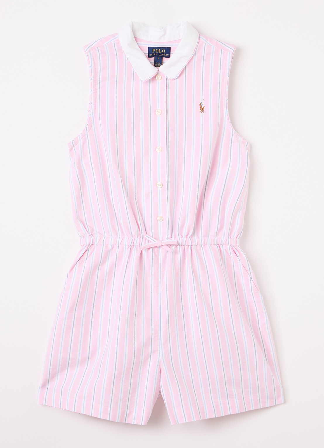 Ralph Lauren Jumpsuit met streepprint - voorkant roze