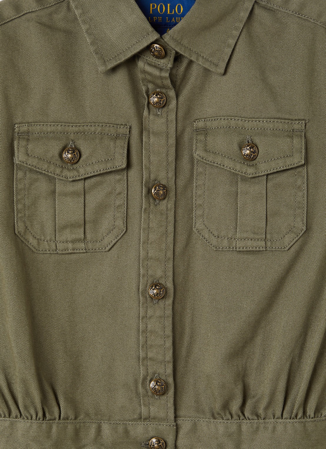 Ralph Lauren Jurk met plooidetail - detail olijfgroen