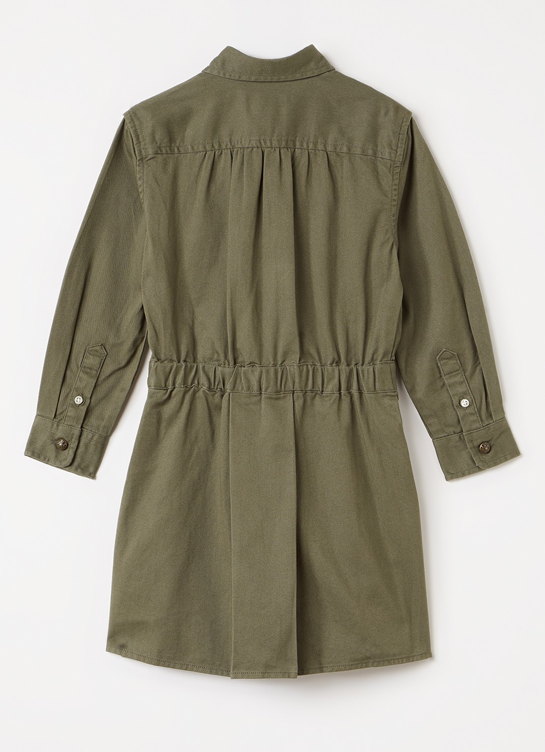 Ralph Lauren Jurk met plooidetail - voorkant 3 olijfgroen