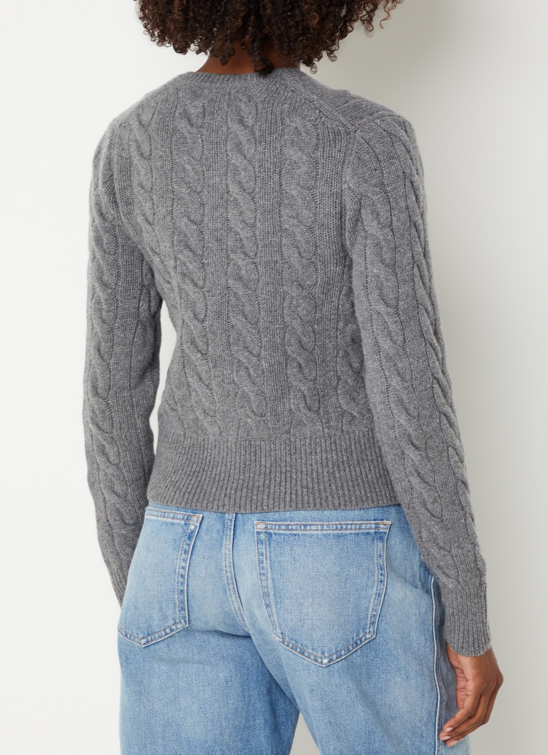Ralph Lauren Kabelgebreid vest in kasjmierblend met logoborduring - achterkant 4 grijs