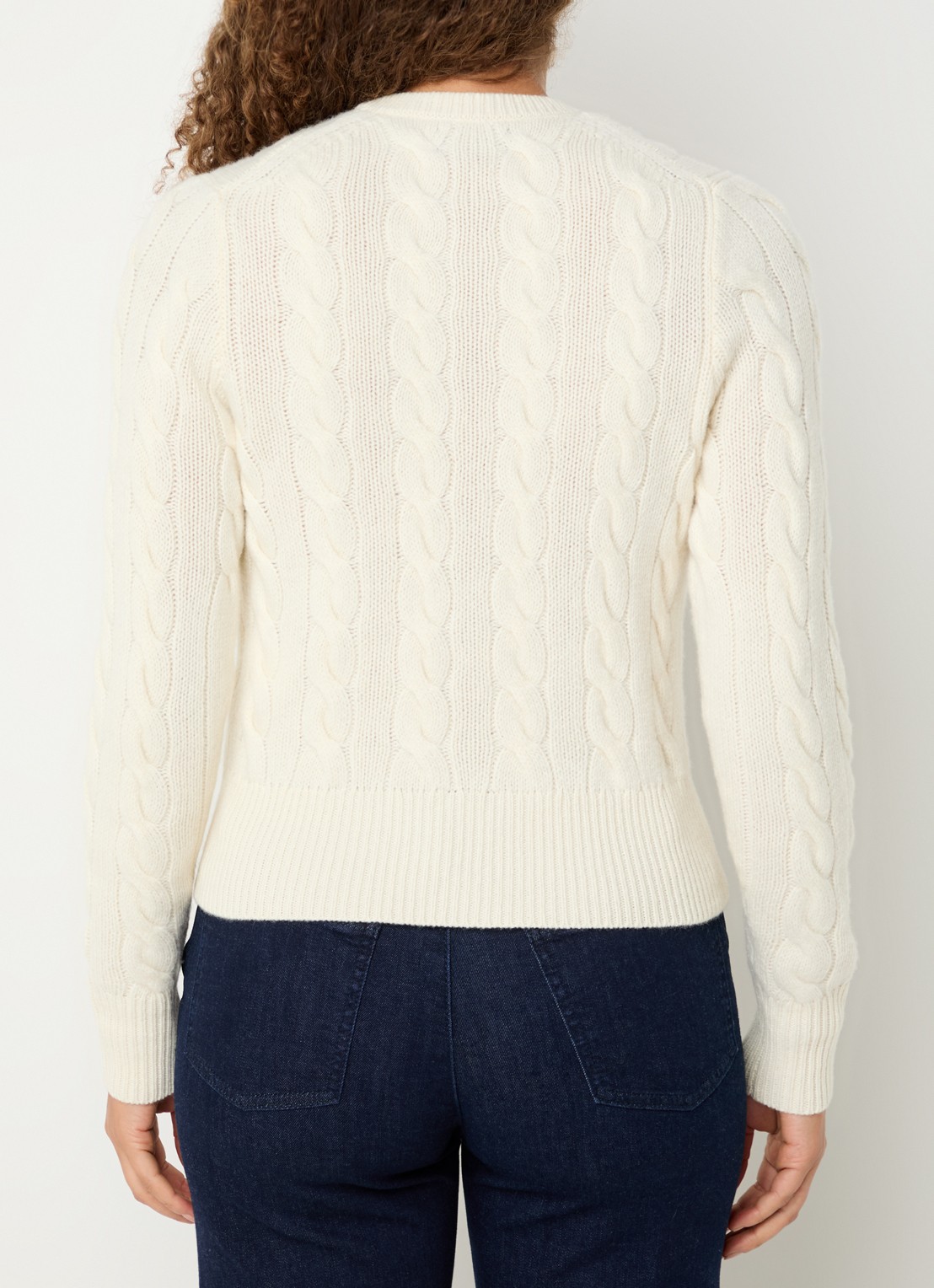 Ralph Lauren Kabelgebreid vest in kasjmierblend - achterkant creme