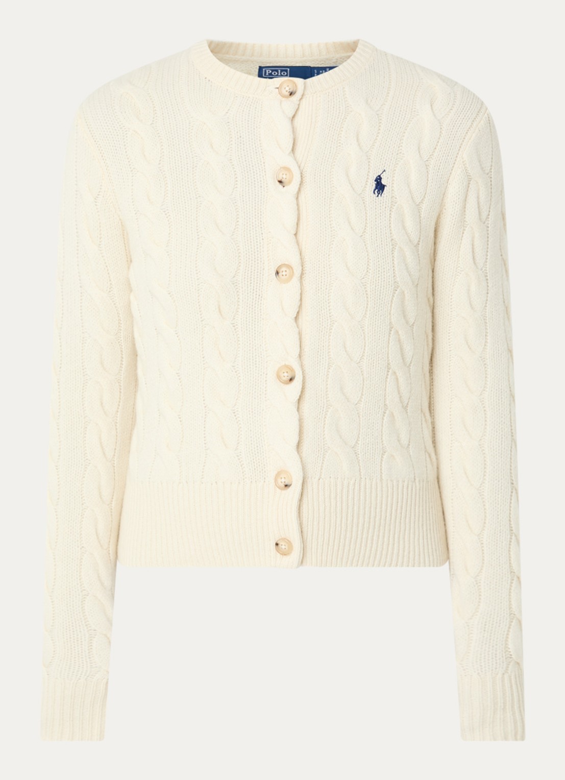 Ralph Lauren Kabelgebreid vest in kasjmierblend - voorkant 2 creme