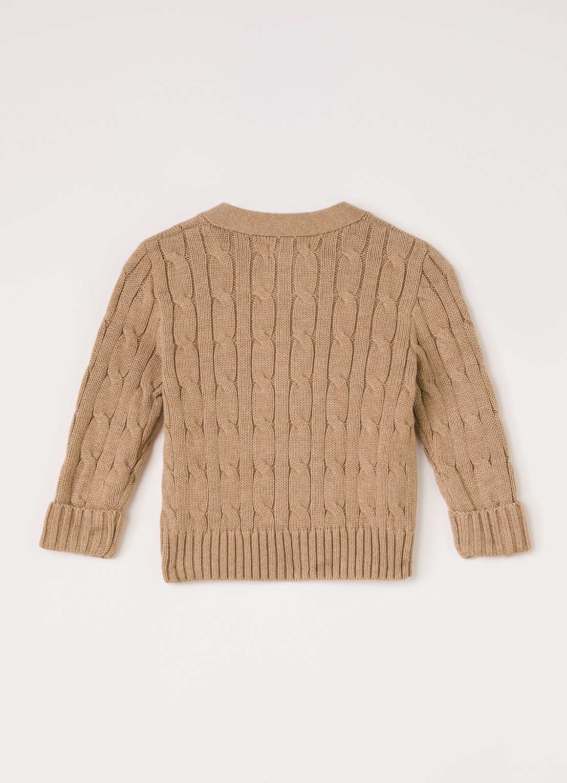 Ralph Lauren Kabelgebreid vest met logo - achterkant camel